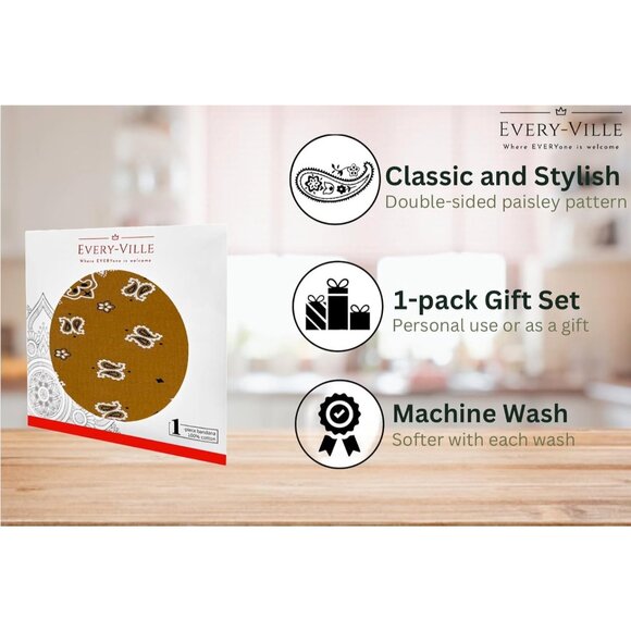 Women's Brown Cotton Bandana Large Cowgirl Imported Handkerchief Headband Scarf - Picture 3 of 7